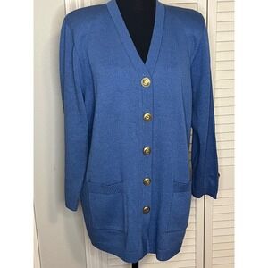 Dylani Knitwear Sweater Jacke Women Blue Unlined Gold‎ /Lt Blue Button luxuryns